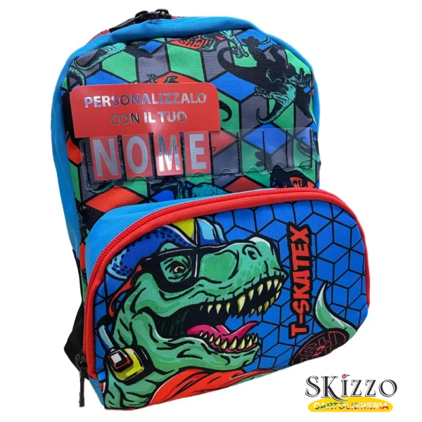asilo t-skatex2 zainetto asilo t-skatex t-rex dinosauri