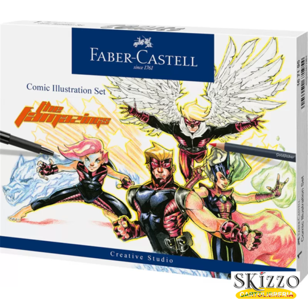 comic illustration set faber-castell