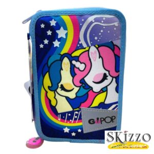zaino ed astuccio 3 zip gopop unicorn 2024/2025 giochi preziosi