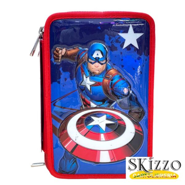 zaino ed astuccio 3 zip seven capitan america 2024/2025 novità schoolpack