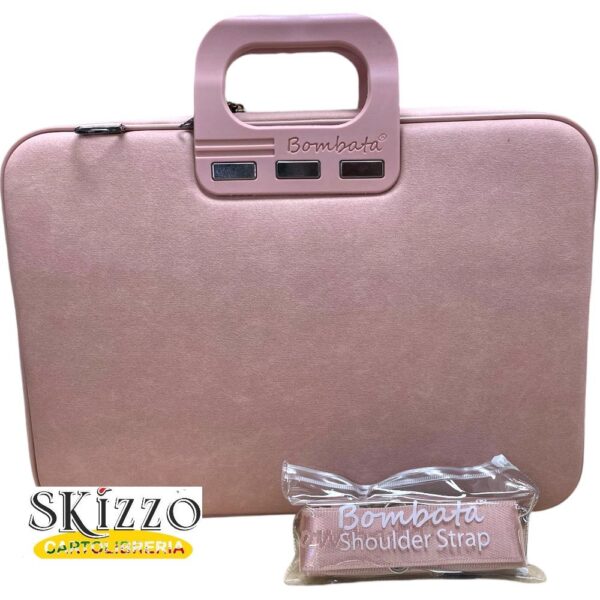 borsa portapc bombata denim rosa 15"