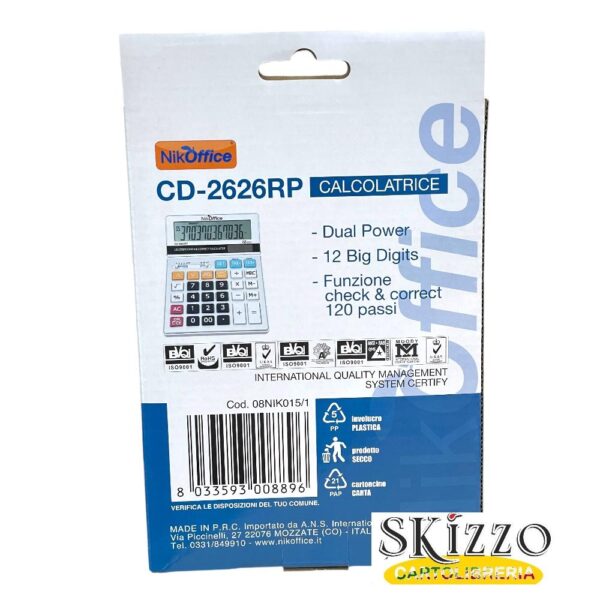 calcolatrice da tavolo nikoffice cd-2626rp