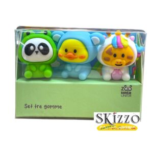 set 3 gomme tintaunita zoo winter