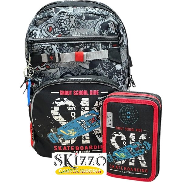 zaino e astuccio 3 zip skate maricart