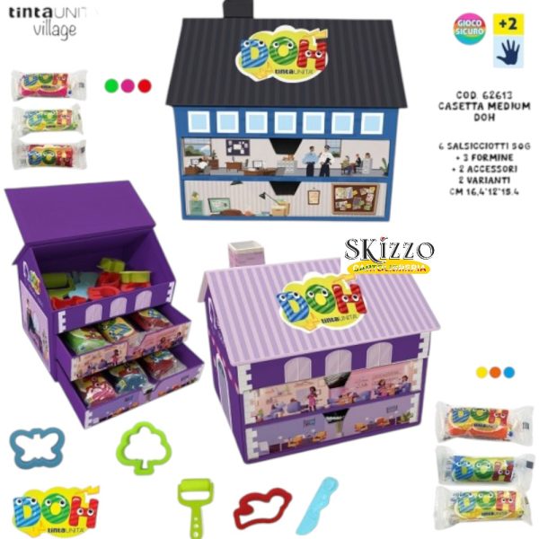Plastilina-TintaUnita-Doh-crea-il-tuo-villaggio-casetta-contenitiva-con-formine (1) set plastilina village doh